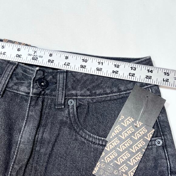 Vans Off the Wall Denim Jeans Women 26x30 Black Washed Wide Leg Baggy Loose Fit - Picture 8 of 11